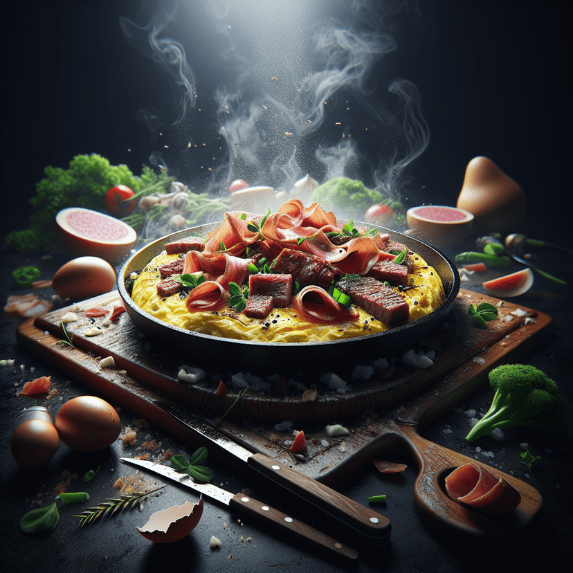 Omelette Protéinée au Jambon et Steak Haché