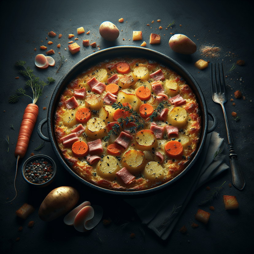 Gratin de Pommes de Terre, Jambon et Carottes