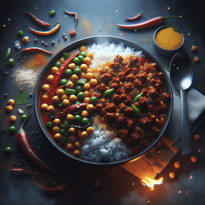 Chili de viande hachée aux pois chiches et poivrons