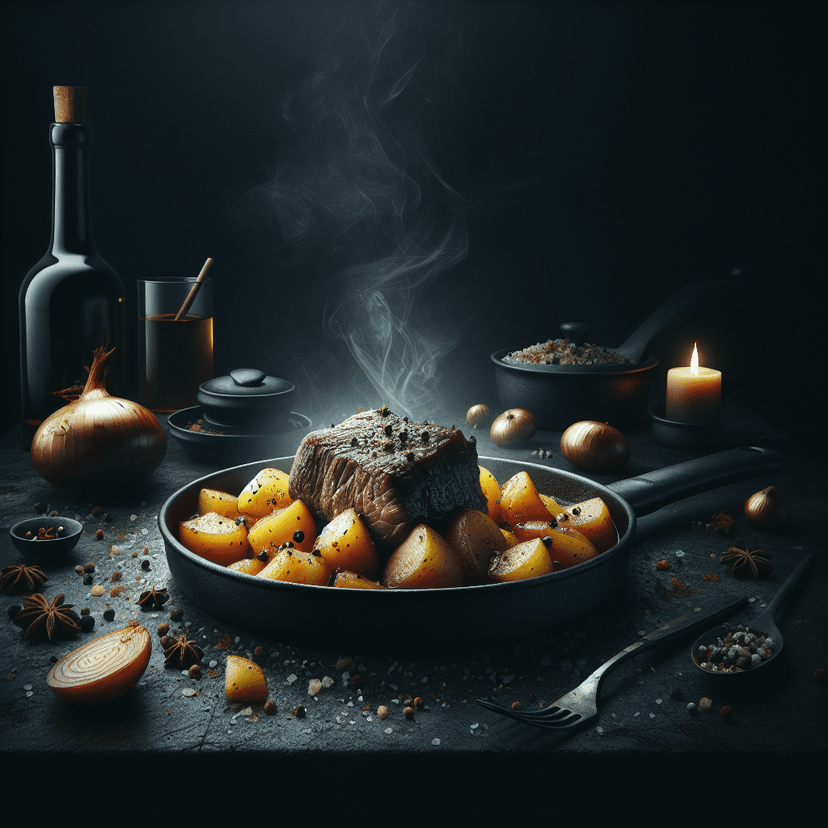 Joue de bœuf à la poêle avec pommes de terre