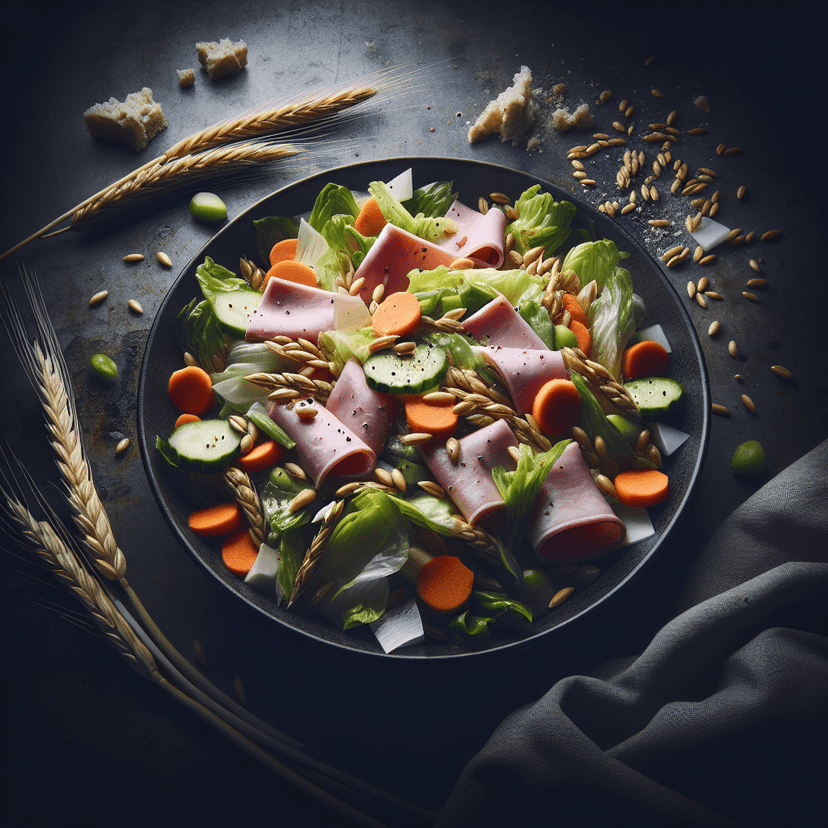 Salade de blé, jambon blanc et carottes