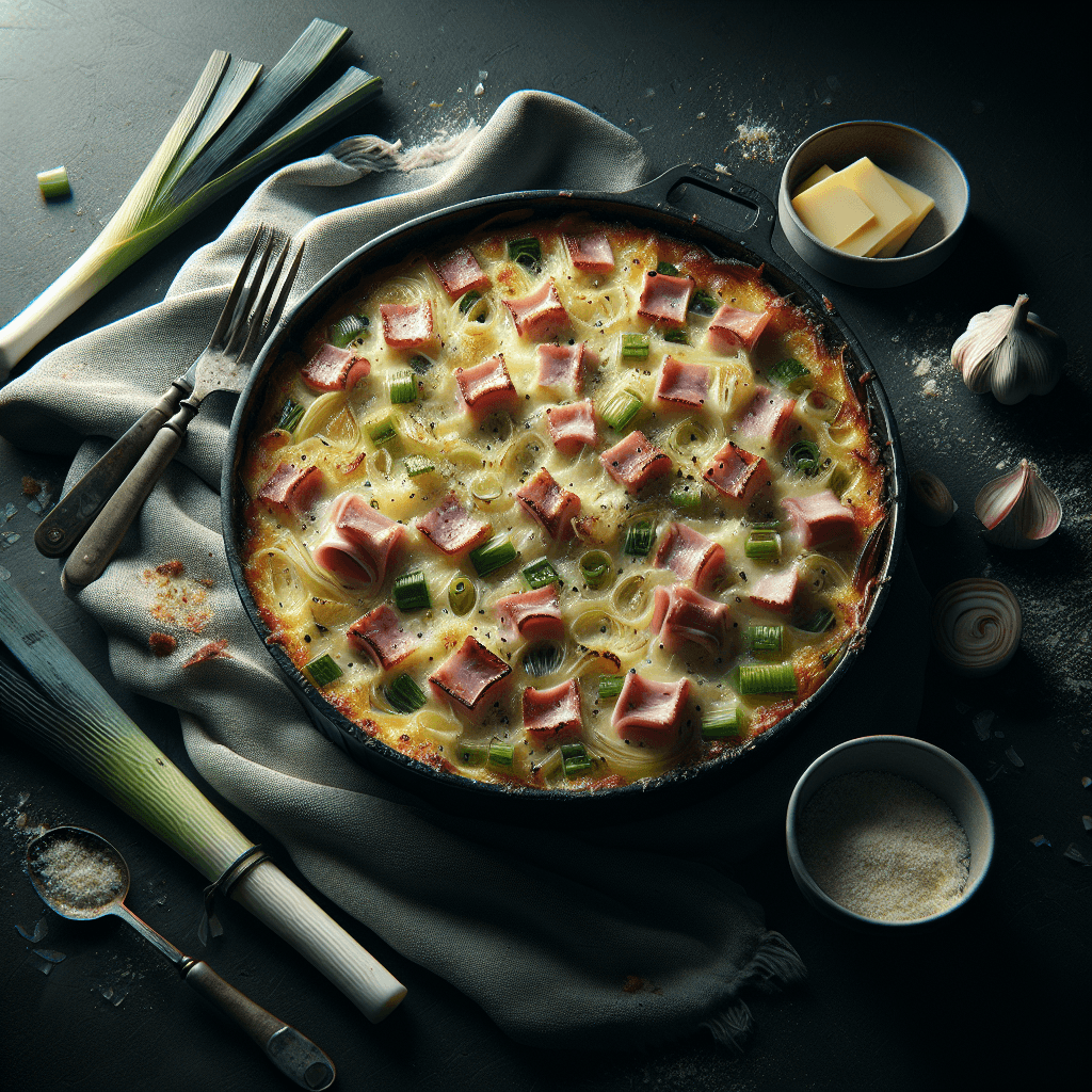 Gratin de poireaux et jambon