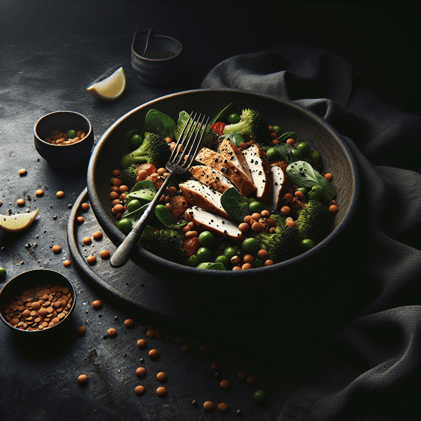 Salade de Poulet aux Lentilles et Brocoli