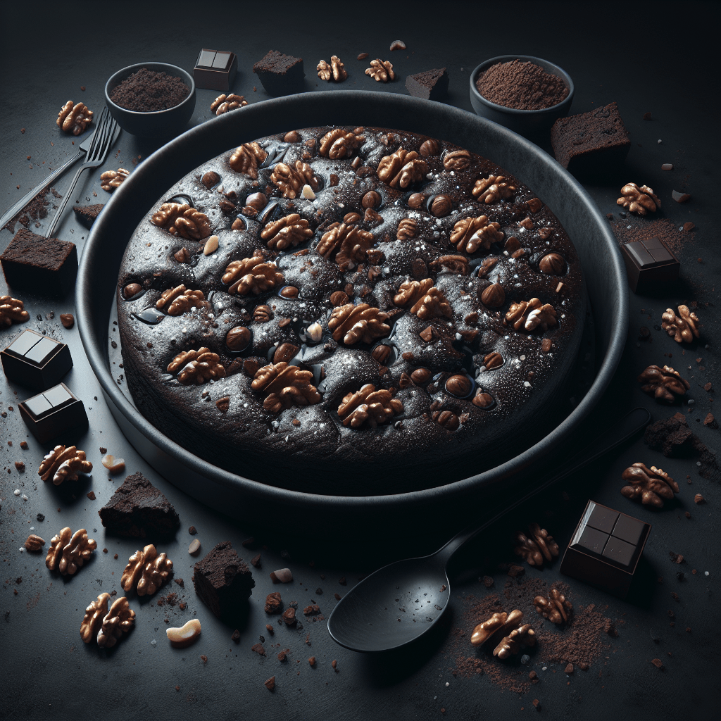 Brownie bien chocolaté avec des noix