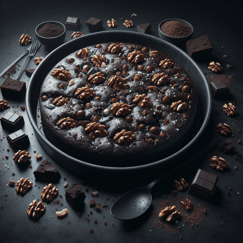 Brownie bien chocolaté avec des noix