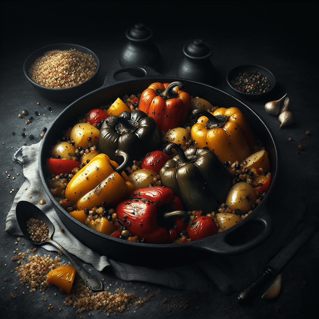 Poivrons farcis au boulgour et pommes de terre