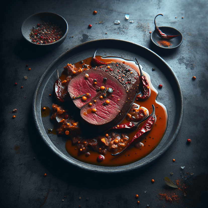 Langue de Bœuf avec Sauce Piquante