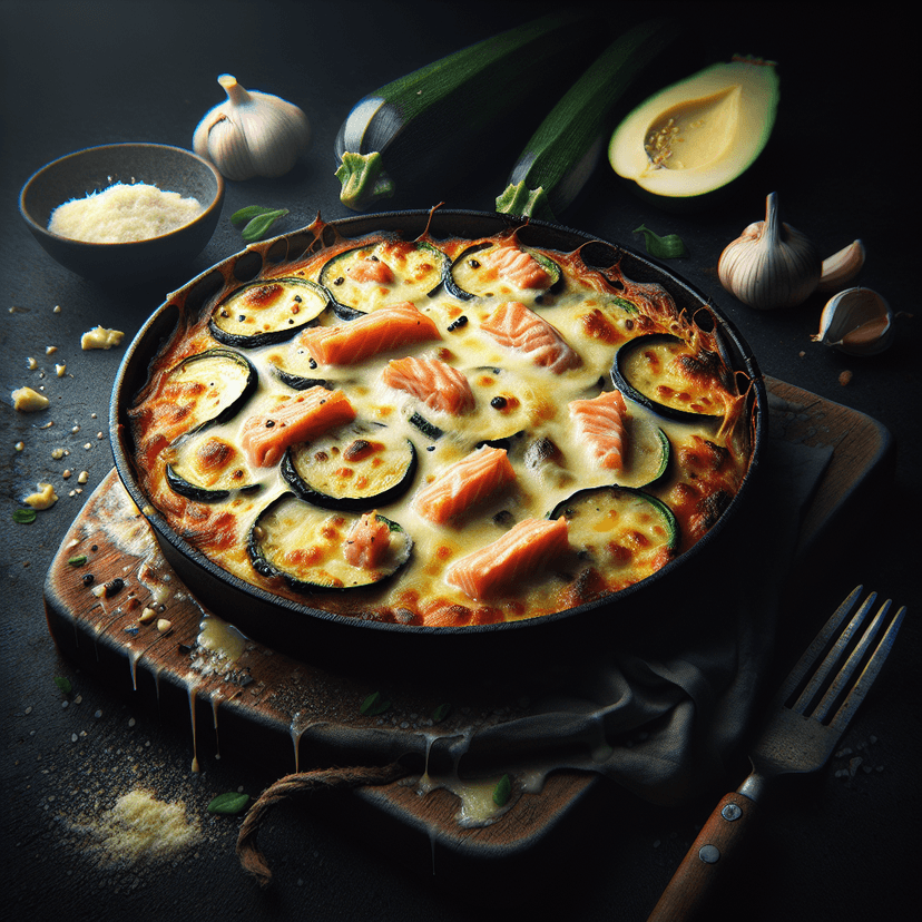 Gratin de Pâtes au Saumon Fumé et Courgettes