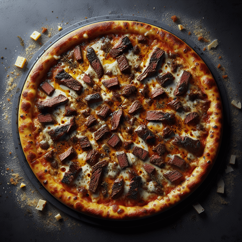 Pizza au Steak et au Fromage Râpé
