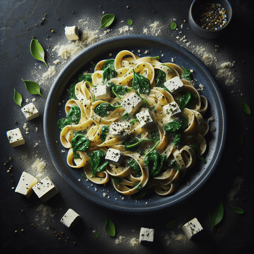 Pâtes aux épinards et chèvre