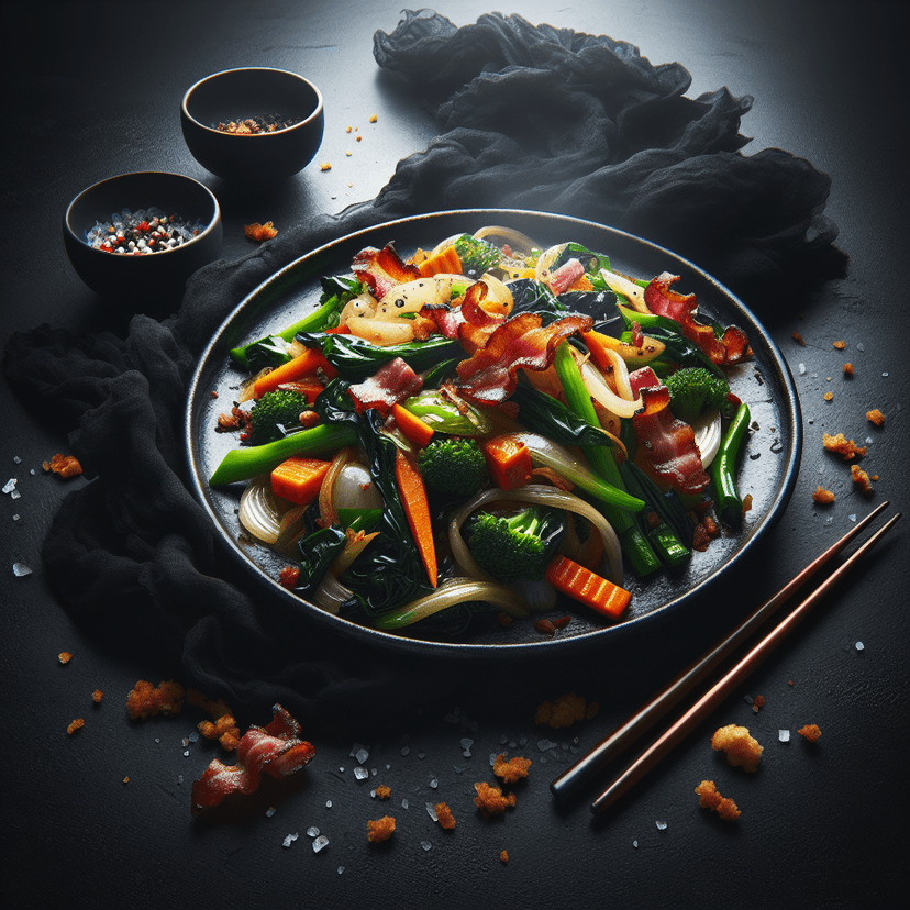 Sauté de Chou Chinois aux Lardons et Carottes