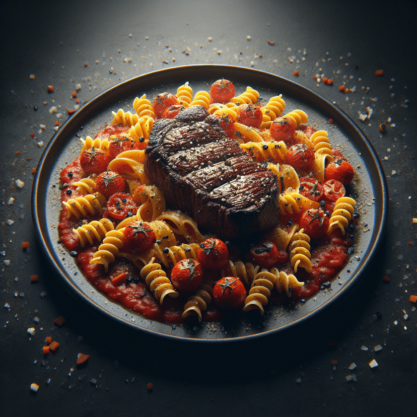 Sauce pour pâtes à la tomate et steak