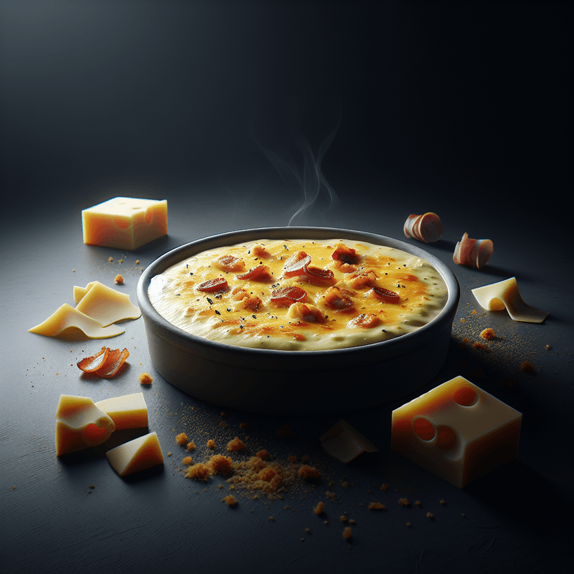 Gratin de Pâtes au Jambon, Lardons, Saint Moret, et Cheddar