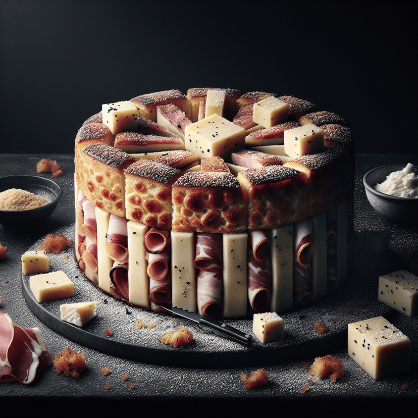 Cake au jambon cru, Saint Môret et fromage