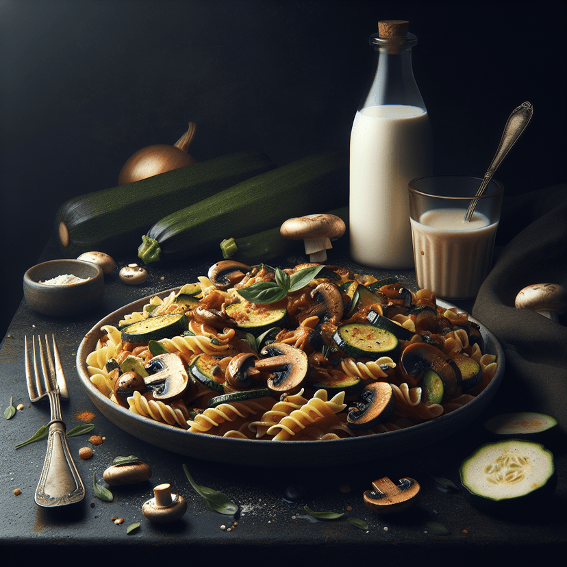 Pâtes aux champignons et courgettes