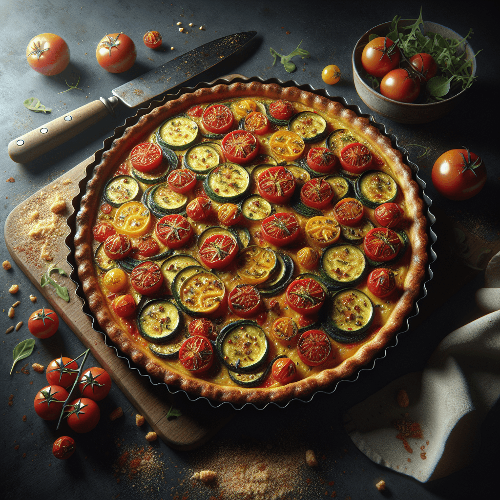 Tarte Rustique Tomates, Courgettes et Moutarde à l'Ancienne