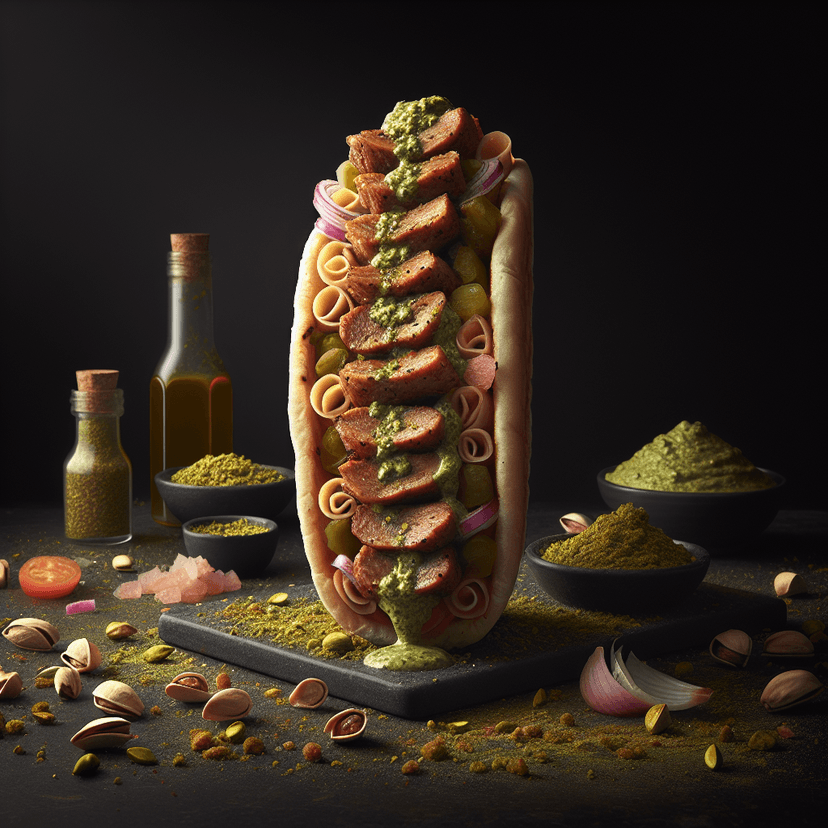 Sandwich façon kebab à la mortadelle et sauce pistache